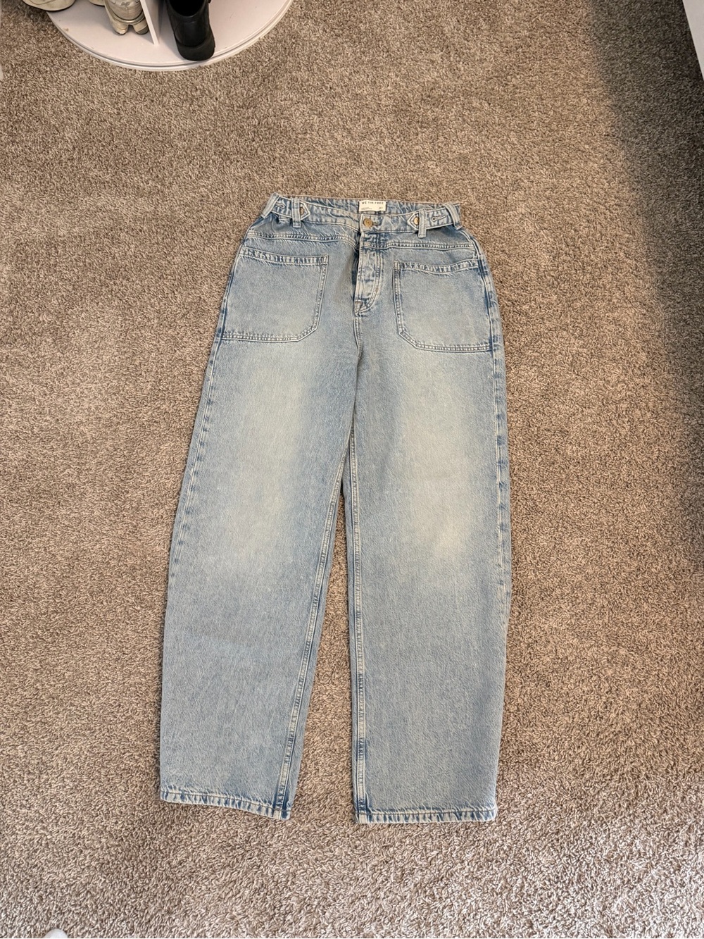 Free People Light Wash Boyfriend Jeans - Light Blue
